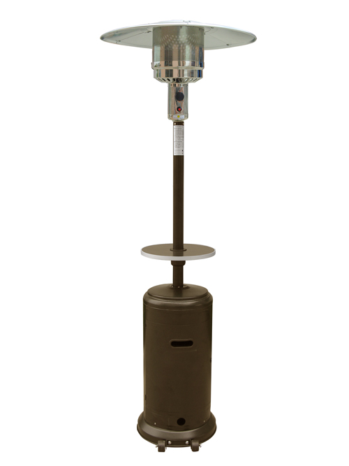 87 inch Tall Hammered Bronze Patio Heater with Table