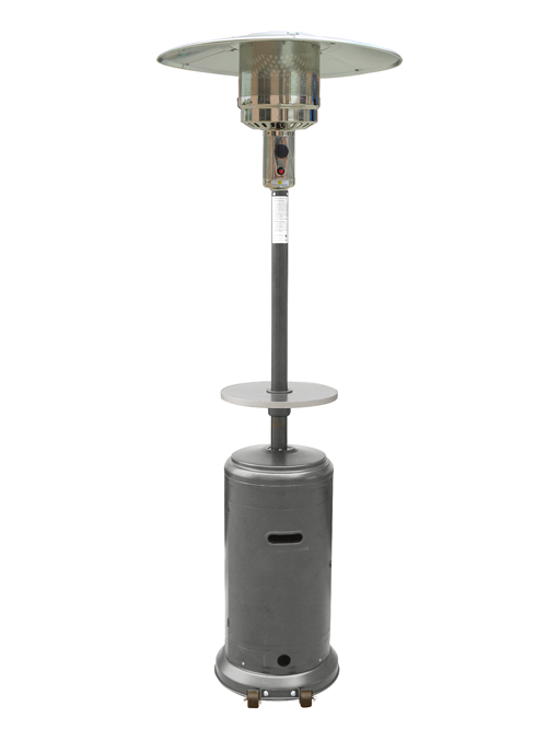 87 inch Tall Hammered Silver Patio Heater with Table
