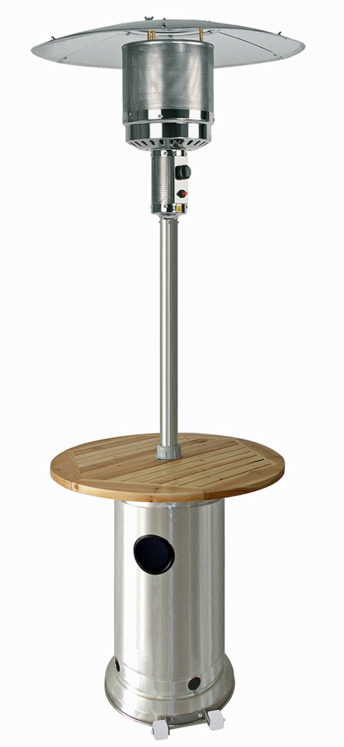 87 Tall Stainless Steel Patio Heater with WOOD Table