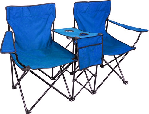 Folding Double Camp Chair with Console