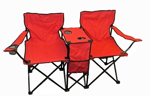 Folding Double Camp Chair with Console