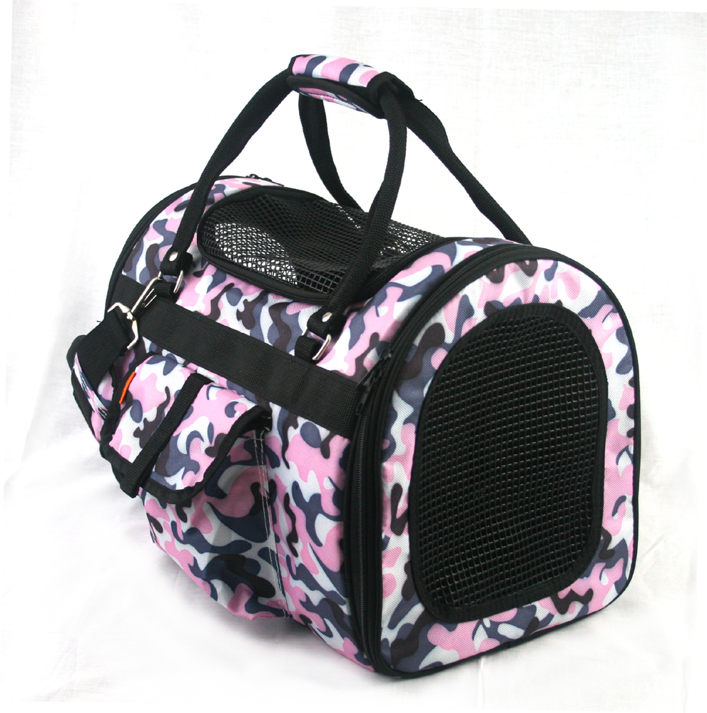 PREFER PETS: Pet  Carrier Pink Camouflage Canvas