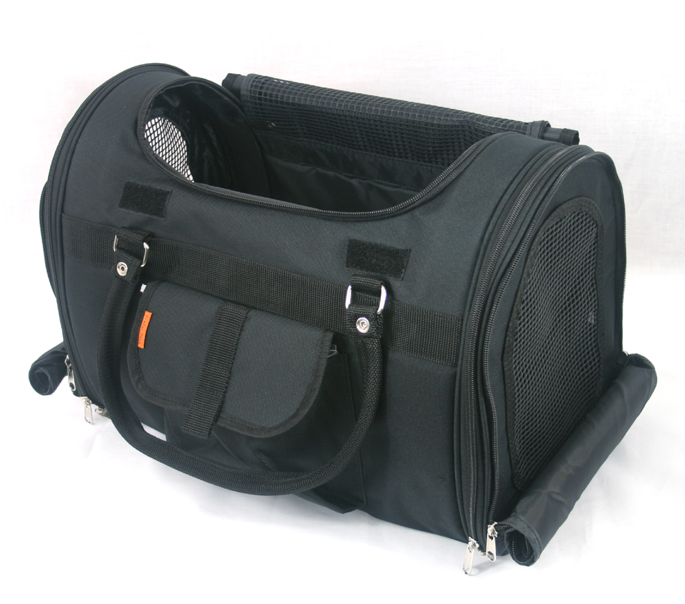 PREFER PETS: TCovered Pet Carrier Black Nylon