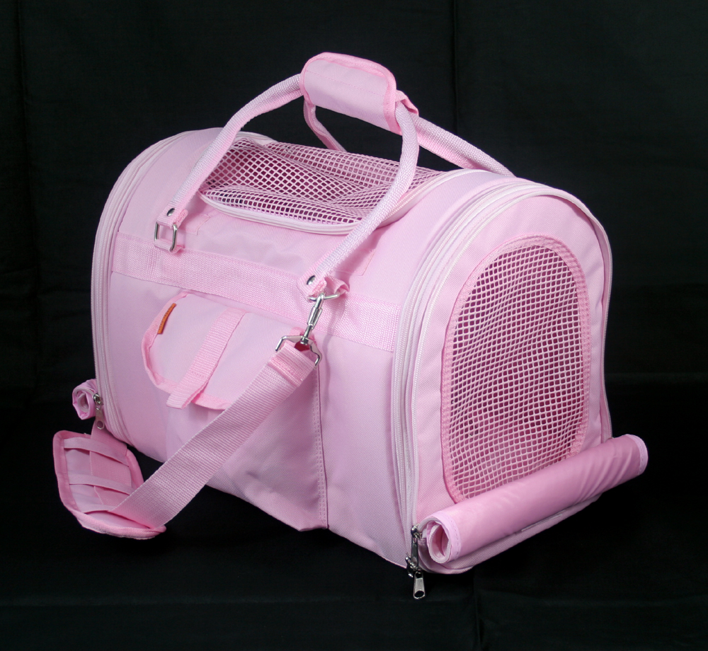 PREFER PETS: Covered Pet Carrier Baby Pink Nylon