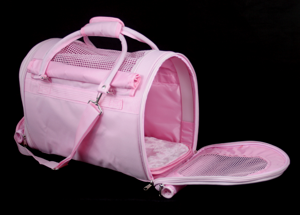 PREFER PETS: Covered Pet Carrier Baby Pink Nylon