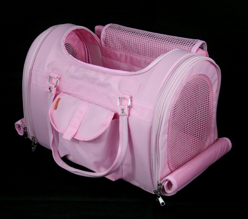 PREFER PETS: TCovered Pet Carrier Baby Pink Nylon