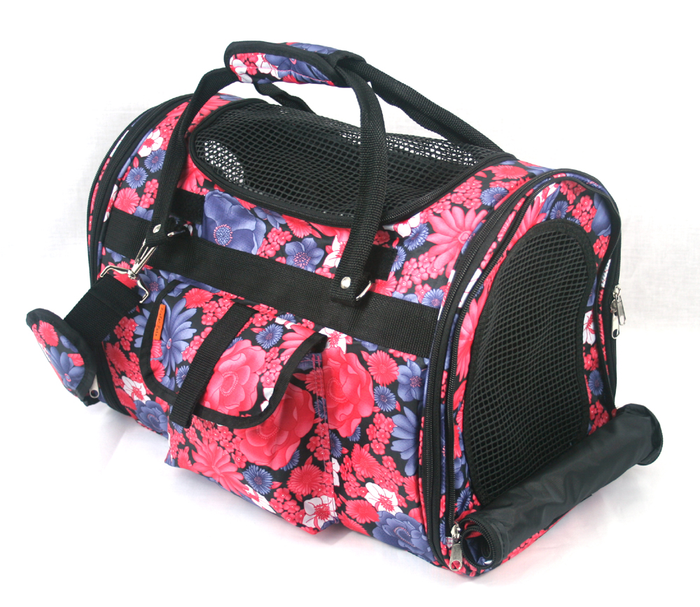 PREFER PETS: Covered Pet Carrier Vintage Flower Nylon