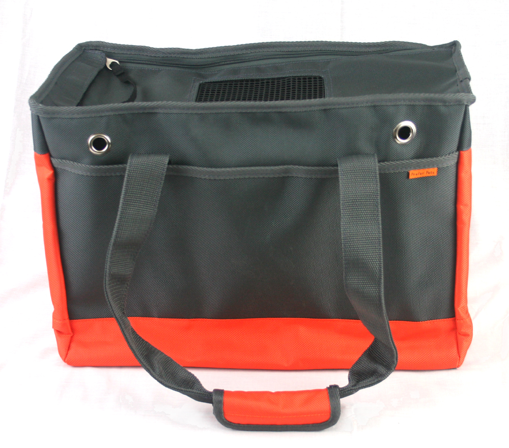 PREFER PETS: Tote Pet Carrier Orange/Gray Canvas