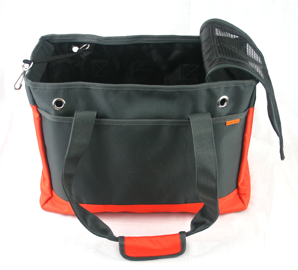 PREFER PETS: Tote Pet Carrier Orange/Gray Canvas