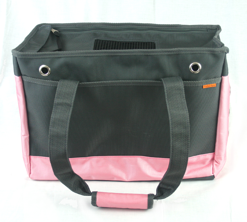 PREFER PETS: Tote Pet Carrier Pink/Gray Canvas